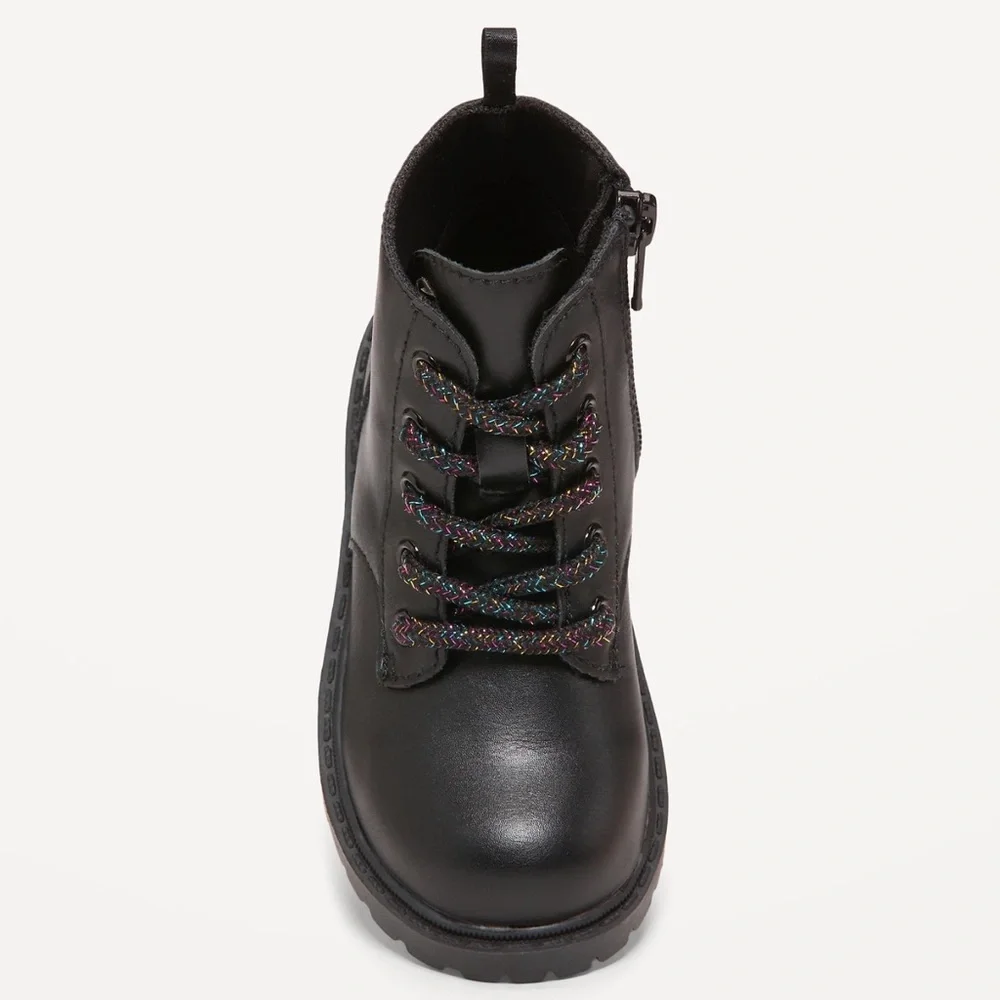 Toddler Girl’s Old Navy Faux-Leather Side-Zip Combo Boots Black size 9